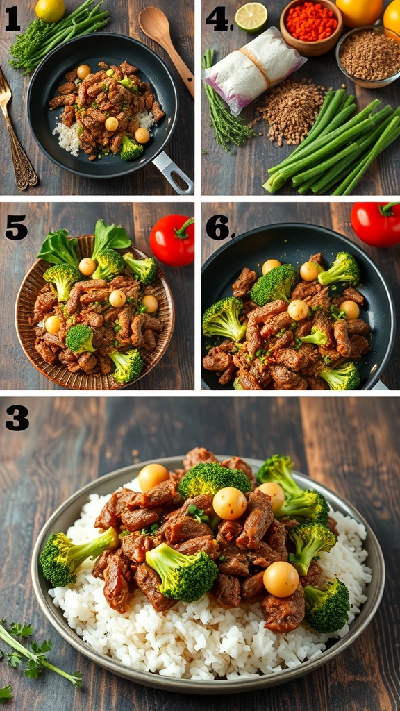 A plate of beef and broccoli stir-fry served over rice.