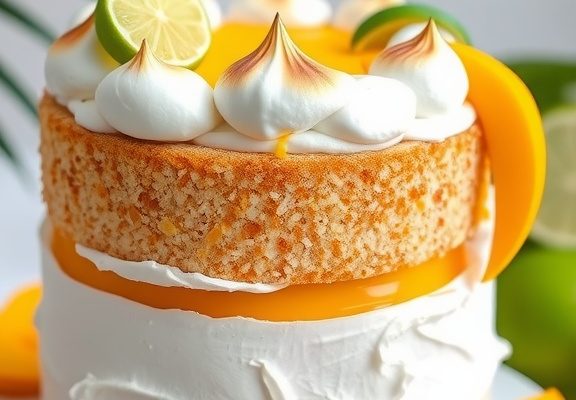 Mango Lime Cake with Toasted Meringue