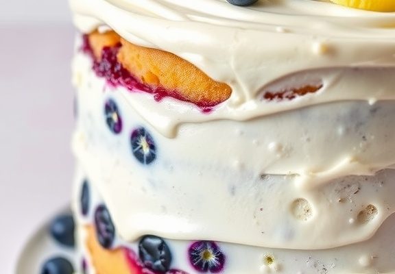 Lemon Elderflower Cake with Blueberry Compote