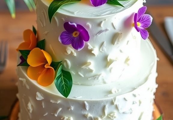 Coconut Passionfruit Vanilla Wedding Cake